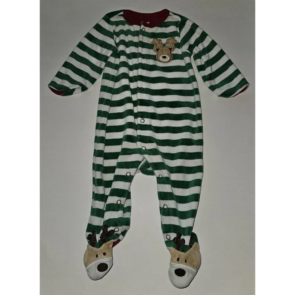 4 Pairs Fleece Footie Pajamas Lot 6 Months Baby Gear Carter's TCP Christmas Dogs